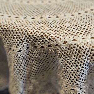 Handmade Crochet Tablecloth - Cream Dining Linen